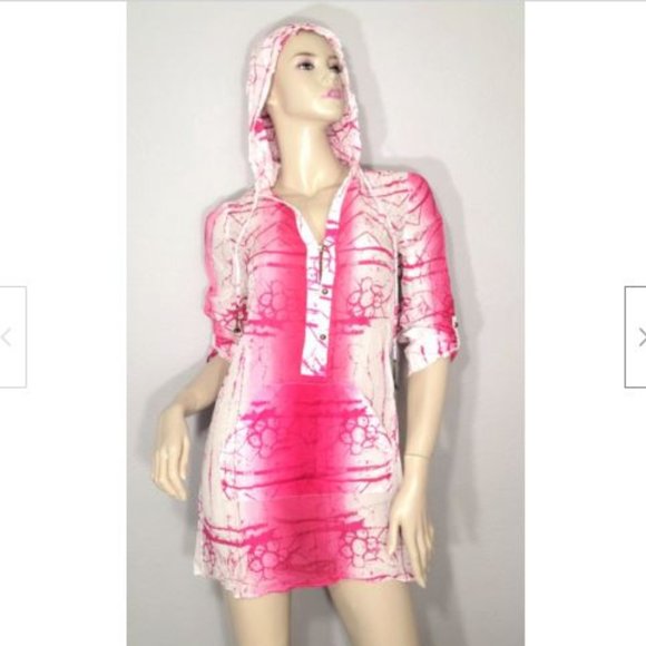 NWT L.A.M.B. Gwen Stefani Pink Splatter Hoodie Tunic 0 - Picture 1 of 9